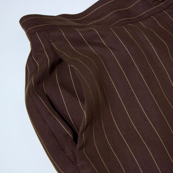 NWT $139 Ralph Lauren 100% Silk Brown Pinstriped Pants Trousers Women Size 2P - Picture 8 of 13